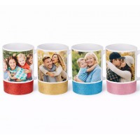 Персонализирана Фото Чаша С Цветно Поле С Брокат Отвън – Червена, Златна, Синя И Розова