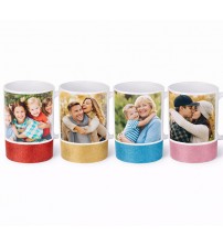 Персонализирана Фото Чаша С Цветно Поле С Брокат Отвън – Червена, Златна, Синя И Розова