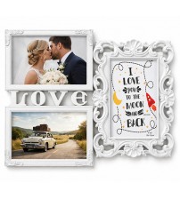 Фото Рамка Love За 3 Снимки – Бял Орнаментен Дизайн