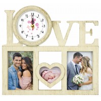 Фото Рамка С Часовник Love За 3 Снимки – Рустик Дизайн Фото Рамка С Часовник Love За 3 Снимки – Рустик Дизайн