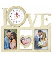 Фото Рамка С Часовник Love За 3 Снимки – Рустик Дизайн Фото Рамка С Часовник Love За 3 Снимки – Рустик Дизайн