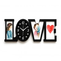 Стенен Часовник LOVE с Фото Рамки – Черен Дизайн