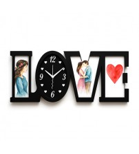 Стенен Часовник LOVE с Фото Рамки – Черен Дизайн