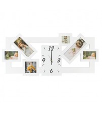 Стенен Часовник с 5 Фото Рамки – Черен и Бял Модел
