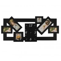 Стенен Часовник с 5 Фото Рамки – Черен и Бял Модел
