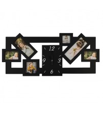 Стенен Часовник с 5 Фото Рамки – Черен и Бял Модел
