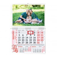 Работен календар 2026 – ЧЕРВЕН, със снимка 20x30 см