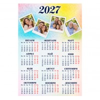 Еднолистов календар 2027 – Полароид стил, 4 снимки
