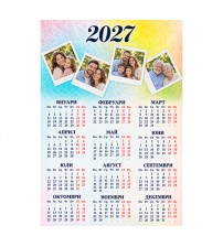 Еднолистов календар 2027 – Полароид стил, 4 снимки