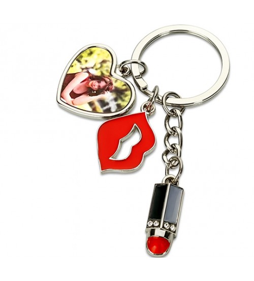 Ключодържател със снимка – Червило, устни и сърце