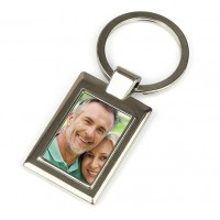 Метален ключодържател със снимка – луксозен правоъгълен модел