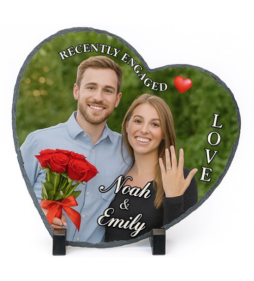 Фото камък във форма на сърце със снимка