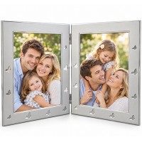 Двойна метална фоторамка „Пеперуди на щастието“ – 13×18 см