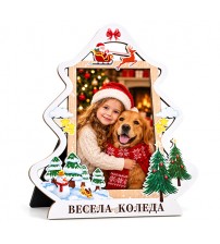 Коледна дървена фоторамка „Весела Коледа“ – 10×15 см Коледна дървена фоторамка „Весела Коледа“ – 10×15 см