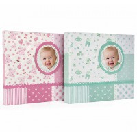 Бебешки Фото Албум За 200 Снимки 22 Х 22 См Розов И Зелен