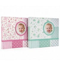 Бебешки Фото Албум За 200 Снимки 22 Х 22 См Розов И Зелен