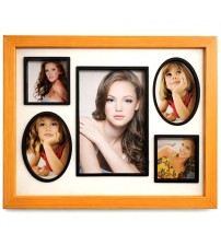 Дървена Фото Рамка Колаж С 5 Снимки – Светло и Тъмно Дърво