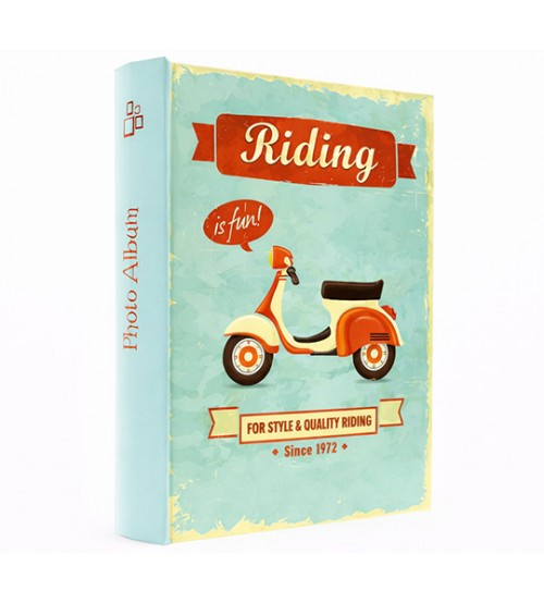 Фото Албум За 200 Снимки 10x15 См С Ретро Скутер Дизайн Riding