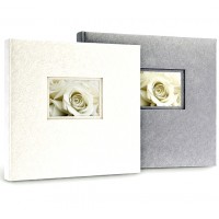 Фото Албум Роза За 200 Снимки С Джобове Бял И Сив 22 Х 22 См