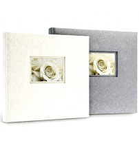 Фото Албум Роза За 200 Снимки С Джобове Бял И Сив 22 Х 22 См