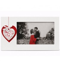 Фото Рамка Със Сърце Хоризонтална За Снимка 10x15 См Бяла
