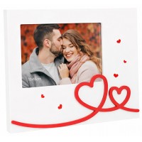 Фото Рамка Със Сърца За Снимка 10x15 См Бяла