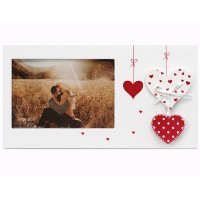 Фото Рамка Със Сърца Хоризонтална За Снимка 10x15 См Бяла