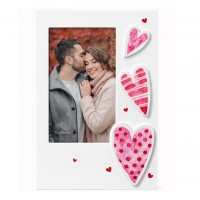 Фото Рамка Със Сърца Вертикална За Снимка 10x15 См Бяла