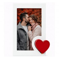Фото Рамка Със Сърце Вертикална За Снимка 13x18 См Бяла