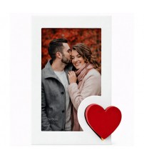 Фото Рамка Със Сърце Вертикална За Снимка 13x18 См Бяла