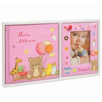 Бебешки Фотоалбум И Рамка За Снимка Подаръчен Комплект Розов