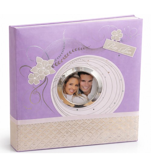 Луксозен Лилав Фото Албум С Прозорец За Снимка И Декоративен Дизайн