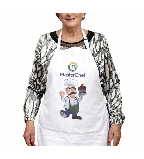 Бяла Престилка За Готвачи С 3 Джоба И Възможност За Надпис и Снимка 60x55 См