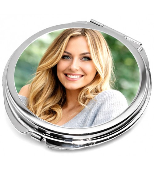 Кръгло метално огледалце със снимка