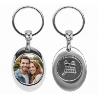 Метален Ключодържател Със Снимка И Монета За Количка