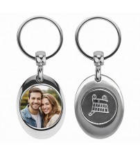 Метален Ключодържател Със Снимка И Монета За Количка