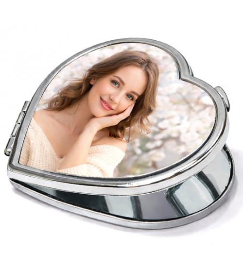 Огледалце със снимка – метално сърце