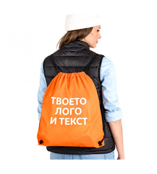 Оранжева Спортна Раница Тип Мешка С Лого И Текст – Персонализирана