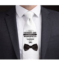 Бяла Вратовръзка С Надпис – Персонализиран Подарък За Татко