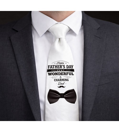 Бяла Вратовръзка С Надпис – Персонализиран Подарък За Татко